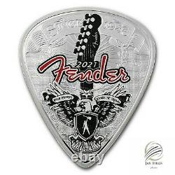 2021 Solomon Islands Fender 75th Anv Guitar Pick Shaped 1 oz Silver NGC PF70 FR