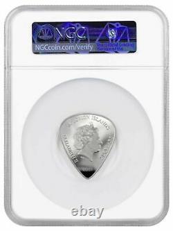 2021 Solomon Islands Fender 75th Anv Guitar Pick Shaped 1 oz Silver NGC PF70 FR