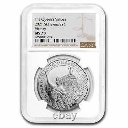 2021 St. Helena 1 oz Silver £1 Queen's Virtues Victory MS-70 NGC SKU#278805