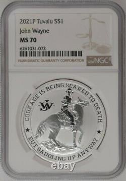 2021 Tuvalu $1 John Wayne The Duke (1oz Silver) NGC MS70