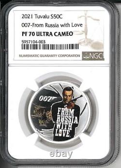 2021 Tuvalu James Bond 007 From Russia With Love 1/2oz Silver Coin NGC PF 70
