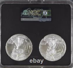 2021 Type 1 and Type 2 Silver Eagle Set NGC MS70 Black Core