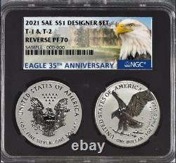 2021 Type 1 and Type 2 Silver Eagle ULTIMATE Set NGC MS/PF70 6 COINS