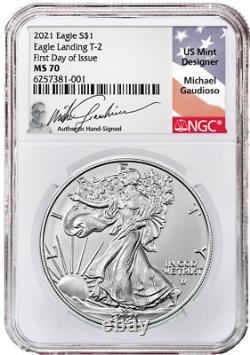 2021 Type 2 Silver Eagle NGC MS70 First Day of Issue Signed Gaudioso