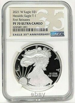 2021 W $1 American Proof Silver Eagle Type 1 Ngc Pf70 First Releases 35th Anniv