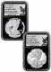 2021 W $1 Silver Eagle T-1 & T-2 NGC PF70 2-Coin Set. 999 Silver Label BlackCore