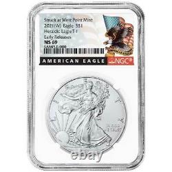 2021 (W) $1 Type 1 American Silver Eagle 3pc. Set NGC MS69 Black ER Label Red Wh