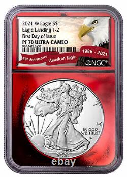 2021 W American 1 oz Silver Eagle Type 2 NGC PF70 UC FDI Red Foil Eagle Label