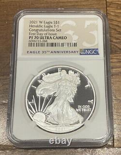 2021 W American Silver Eagle Congratulations Set NGC PF 70 First Day of Issue