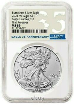 2021 W Burnished American Silver Eagle Type 2 NGC MS69 First Releases In Hand