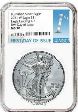 2021 W Burnished American Silver Eagle Type 2 NGC MS70 FIRST DAY ISSUE Presale