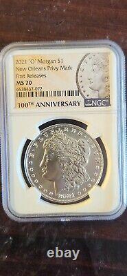 2021-o Morgan Silver Dollar Ngc Ms70 First Releases New Orleans