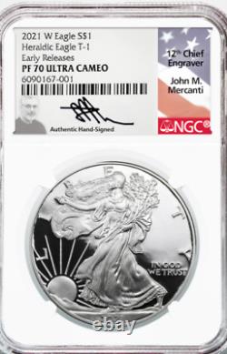 2021-w Eagle 1 Oz Heraldic Eagle T-1 Early Release Pf70 Ultra Cameo