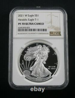 2021-w Proof American Silver Eagle Type 1 Ngc Pf70