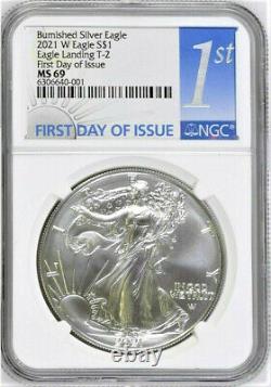 2021 w burnished silver eagle, type 2, ngc ms 69 fdoi, 1st Label