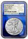 2021W Burnished American Silver Eagle Type 2 NGC MS70 FDI Blue Foil Core
