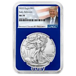 2022 $1 American Silver Eagle 3pc Set NGC MS70 ER Trump Label Red White Blue