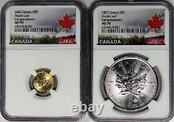 2022 $5 Canada Silver Maple Leaf/Gold Maple Leaf Congratulations Set NGC MS70