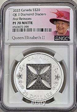 2022 Canada $20 QUEEN ELIZABETH II Diamond Diadem with Swarovski NGC PF70 MATTE FR