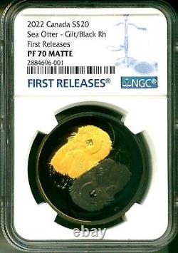 2022 Canada S$20 Gilt Sea Otter Black & Gold Rhodium NGC PF70 Matte Box COA OGP