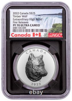 2022 Canada Timber Wolf Extra High Relief 1 oz Silver $25 NGC PF70 UC FR BC