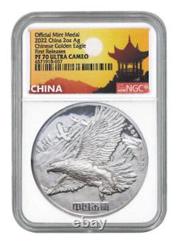 2022 China Golden Eagle High Relief 2oz Silver Proof Medal NGC PF70 UC FR Pagoda