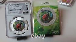 2022 Cook Islands Massachusetts Ladybug Ngc Ms70 United State Animal Silver $5