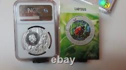 2022 Cook Islands Massachusetts Ladybug Ngc Ms70 United State Animal Silver $5