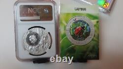 2022 Cook Islands Massachusetts Ladybug Ngc Ms70 United State Animal Silver $5