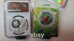 2022 Cook Islands Massachusetts Ladybug Ngc Ms70 United State Animal Silver $5