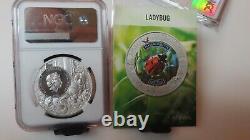 2022 Cook Islands Massachusetts Ladybug Ngc Ms70 United State Animal Silver $5