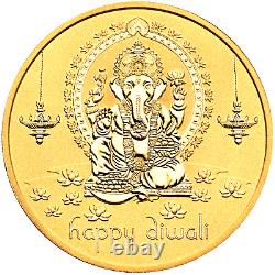 2022 Diwali Festival Hindu New Year Gift 1oz Silver Gilt NGC PF70 Medal FR