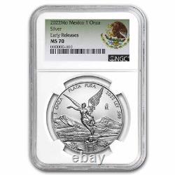 2022 Mexico 1 oz Silver Libertad MS-70 NGC (ER, Coat of Arms) SKU#257163