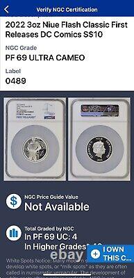 2022 NGC Niue DC Comics Classic Superheroes The FLASH 3oz HR Silver Proof PF69