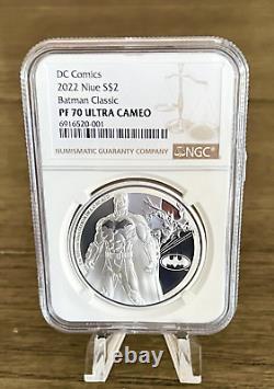 2022 NIUE $2 DC COMICS CLASSIC SUPERHEROS BATMAN 1 oz SILVER COIN NGC PF70