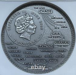 2022 Niue 2 Oz 999 Fine Silver Rhea Antiqued Greek Titans NGC MS70 Only 500 Mint