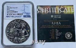 2022 Niue 2 Oz 999 Fine Silver Rhea Antiqued Greek Titans NGC MS70 Only 500 Mint