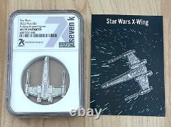 2022 Niue Star Wars X-Wing Shaped Star Fighter 1 oz Silver Antiqued MS70 NGC COA