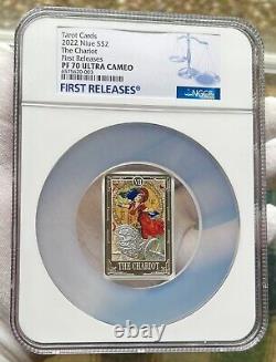 2022 Niue Tarot Card The Chariot Colorized 1oz. 999 Silver Coin NGC PF70 Pop 8