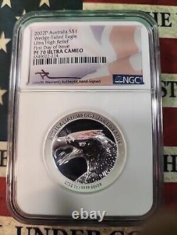 2022 P Australia Silver $1 Wedge-Tailed Eagle UHR FDOI Mercanti PF70 ULTRA NGC