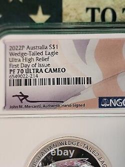 2022 P Australia Silver $1 Wedge-Tailed Eagle UHR FDOI Mercanti PF70 ULTRA NGC