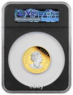 2022 P Australia Silver Kangaroo 2oz Silver Gilt Reverse Proof $2 NGC PF70 UC FR