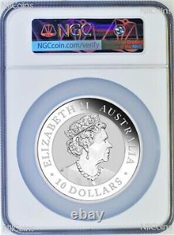2022 P Australia Silver Kookaburra NGC MS 70 10oz $10 Coin Blue FR Label PERFECT