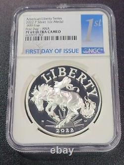2022-P NGC PF69, American Liberty 1 oz Silver Proof Medal ANA First Day Issue