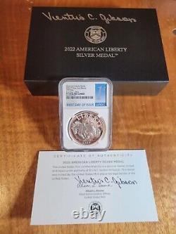2022-P NGC PF70 American Liberty 1 oz Silver Medal, COA Signed Ventris Gibson %
