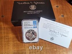 2022-P NGC PF70 American Liberty 1 oz Silver Medal, COA Signed Ventris Gibson %
