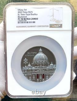 2022 Palau Tiffany Art San Pietro St. Peter's Basilica 5 oz Silver Coin NGC PF70