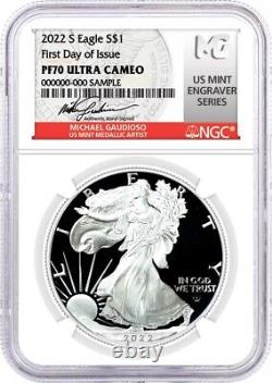 2022 S $1 Proof Silver Eagle NGC PF70 UCAM First Day of Issue Gaudioso Signature