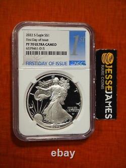 2022 S Proof Silver Eagle Ngc Pf70 Ultra Cameo First Day Of Issue Fdi'1st Label