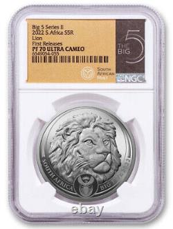 2022 South Africa BIG 5 Lion Silver 1 oz Coin NGC PF 70 UC First Releases